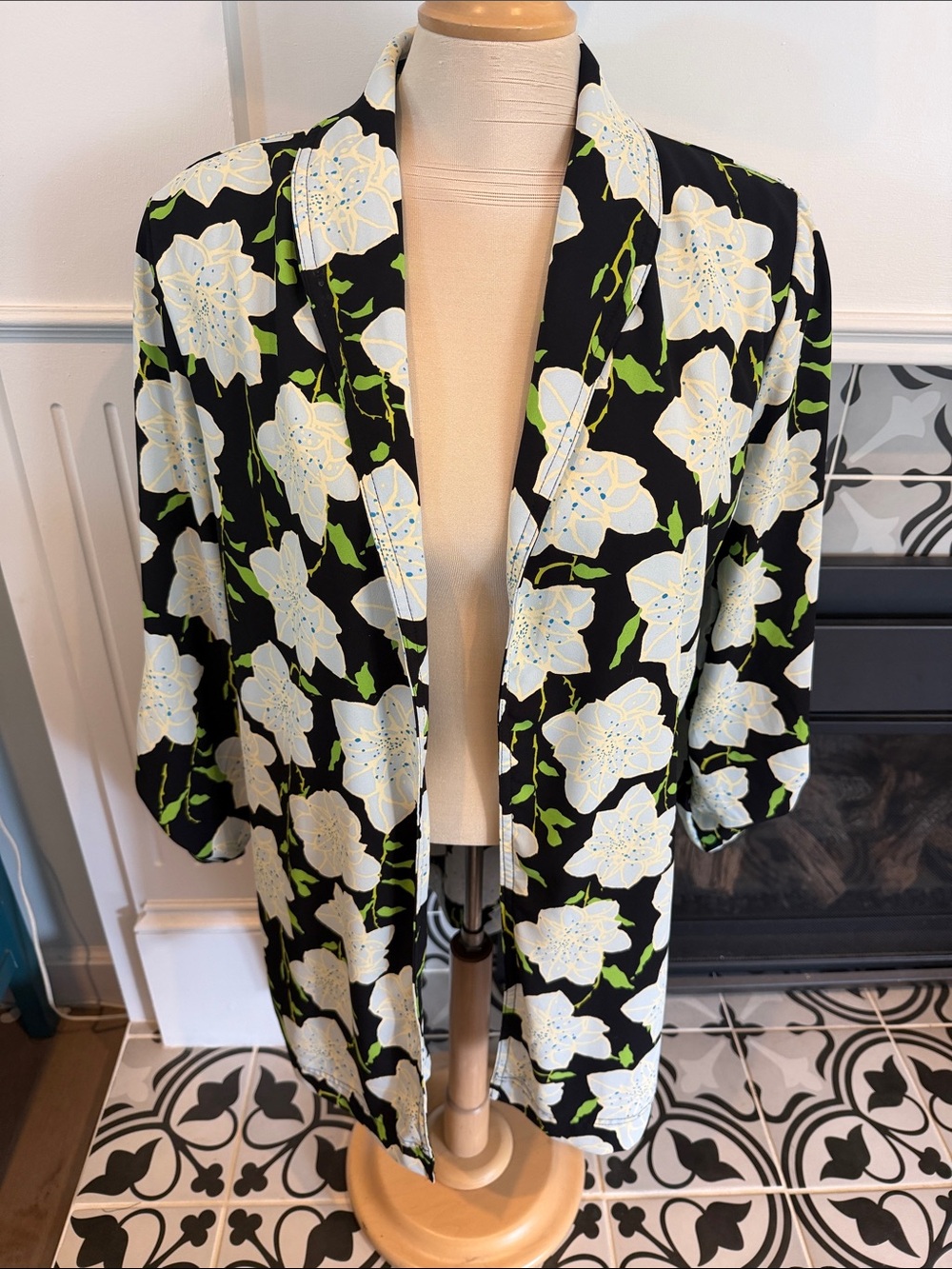 Black, Blue and Lime Green long front tie blaze jacket
